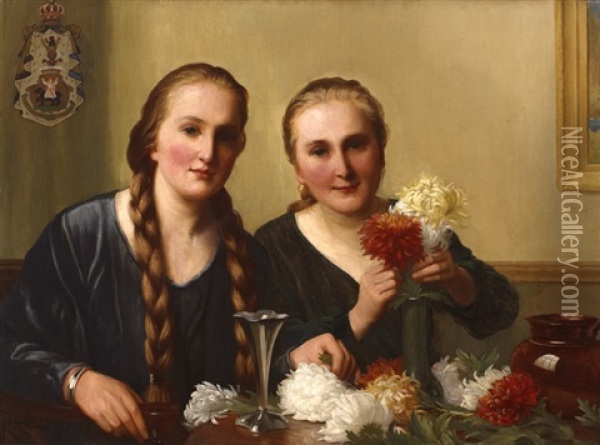The Princesses Madeleine And Olga Von Dembinska Oil Painting - St. George Hare