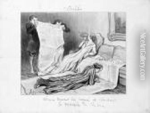 Abonnes Recevant Leur Journal Oil Painting - Honore Daumier