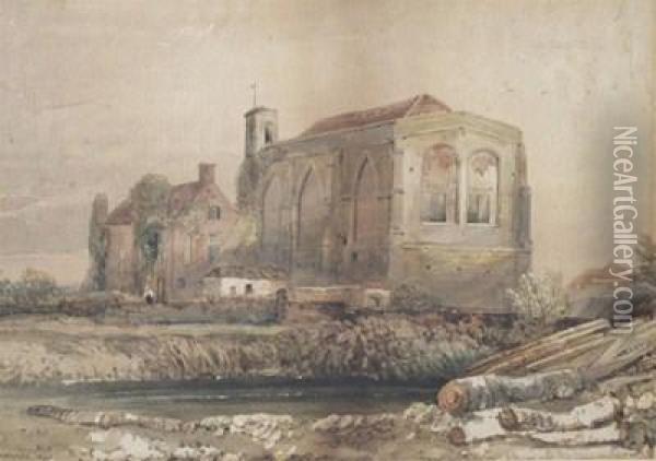 View Of A Chapel Oil Painting - Henry Barlow Carter