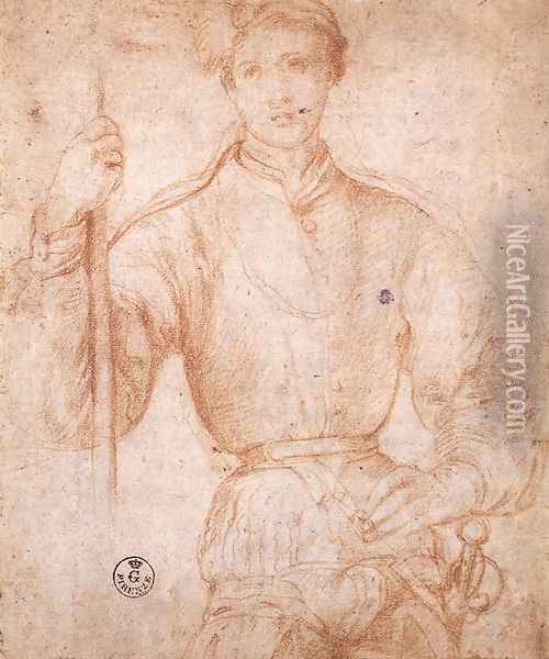Halberdier 1530s Oil Painting - (Jacopo Carucci) Pontormo
