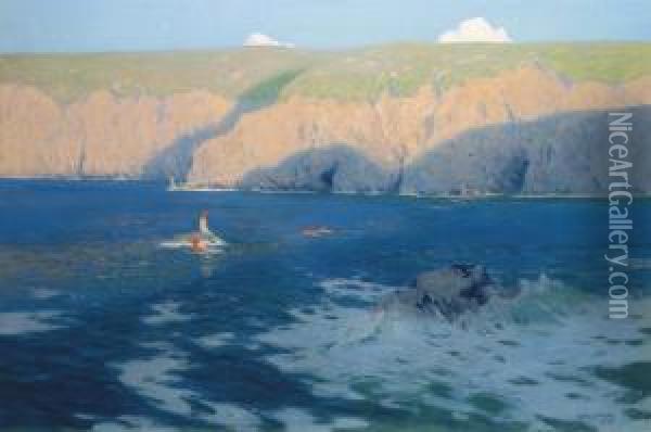 The Golden Shore Oil Painting - Julius Olsson