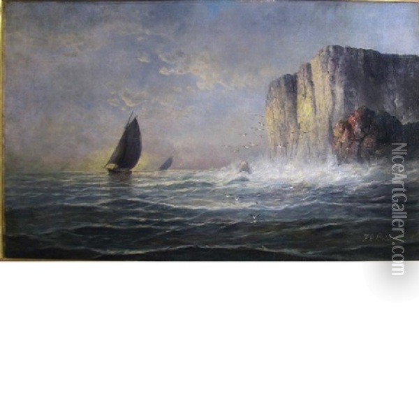 Red Rocks On The Pacific Ocean Oil Painting - Franklin Dullin Briscoe