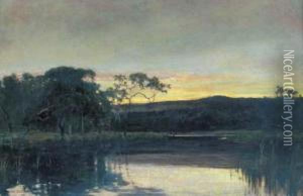 Sunset, Werribee River Oil Painting - John Ford Paterson