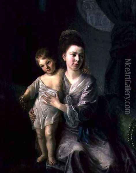 Anne Gardiner with her Eldest Son Kirkman Oil Painting - Nathaniel Hone