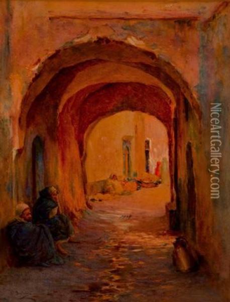Callejon Marroqui Oil Painting - Jose Benlliure Y Gil