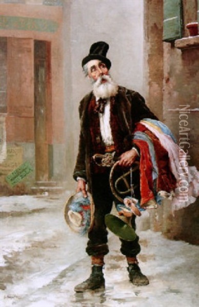 The Old Tinker Oil Painting - Georges Jean Marie Haquette