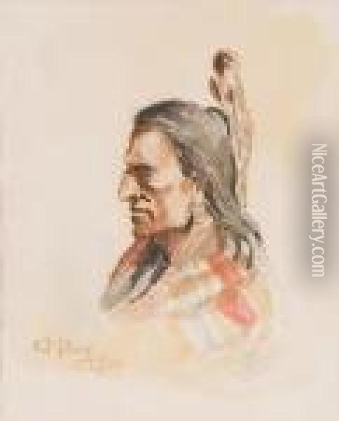 Indian Portrait Oil Painting - Charles Marion Russell