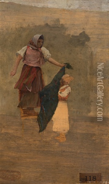 Il Merciaiuolo Ambulante In Sardegna Oil Painting - Giovanni Battista Quadrone