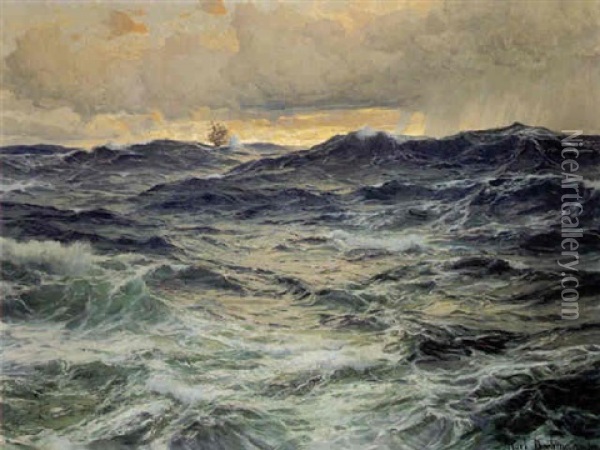 Morgendammerung In Der Biscaja Oil Painting - Karl Theodor Boehme