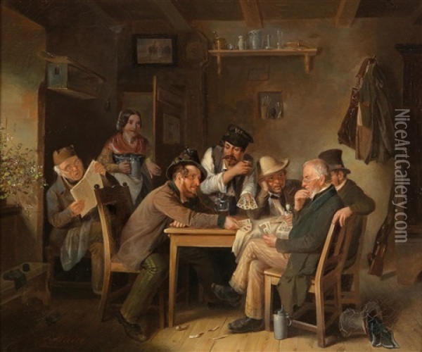 The Card Players Oil Painting - Joseph Haier