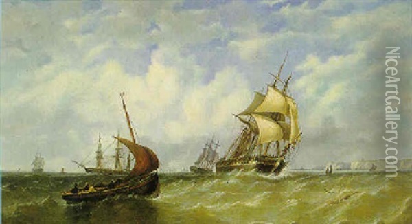 Blustery Day In The Channel Oil Painting - William Adolphus Knell