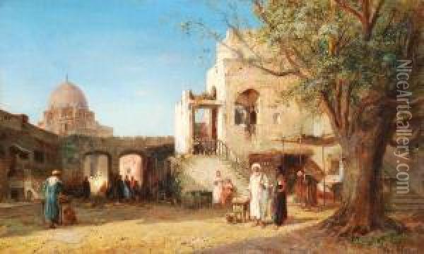Traders By The Souk Oil Painting - Paul Constantin D. Tetar Van Elven