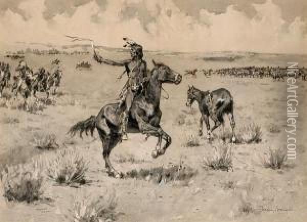 Indians On Horseback Oil Painting - Frederic Remington