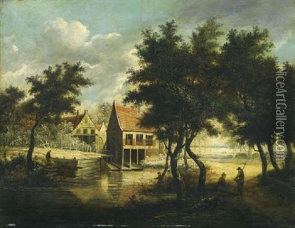 Landschaft Mit Muhle Oil Painting - Meindert Hobbema