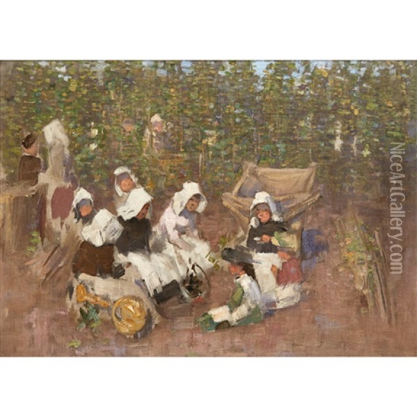 The Hop Harvest Oil Painting - Thomas Austen Brown