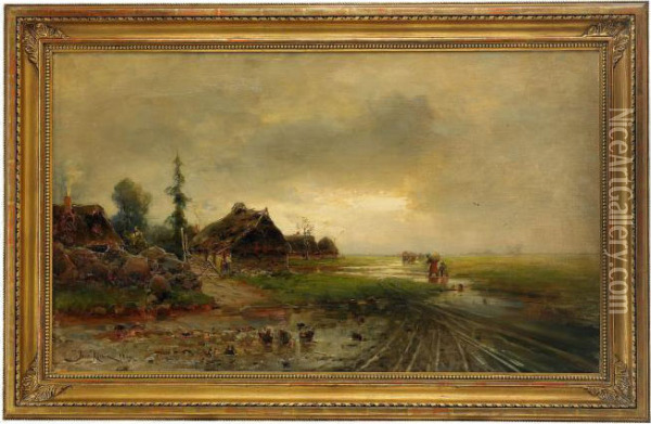 Ukrainian Village Oil Painting - Iulii Iul'evich (Julius) Klever