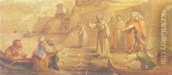 Sant'antonio Di Padova Predica Ai Pesci Oil Painting - Taddeo Zuccaro