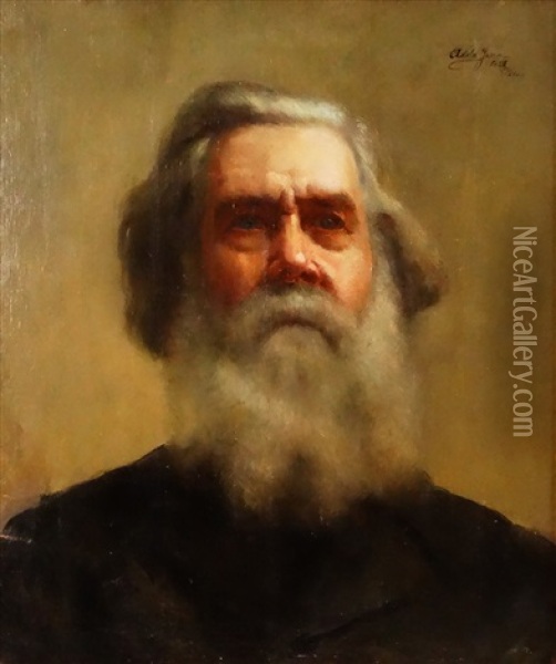 Old Man Portrait Oil Painting - Adela Jean