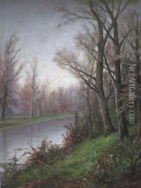 Landscape With River Oil Painting - Atributed To A. De Simone