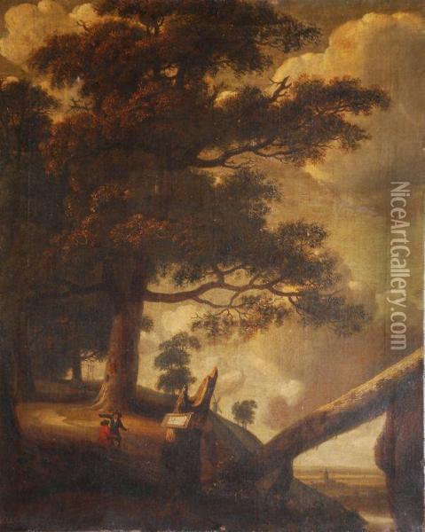 Wooded Landscapes With Travellers Oil Painting - Jaques D'Arthois