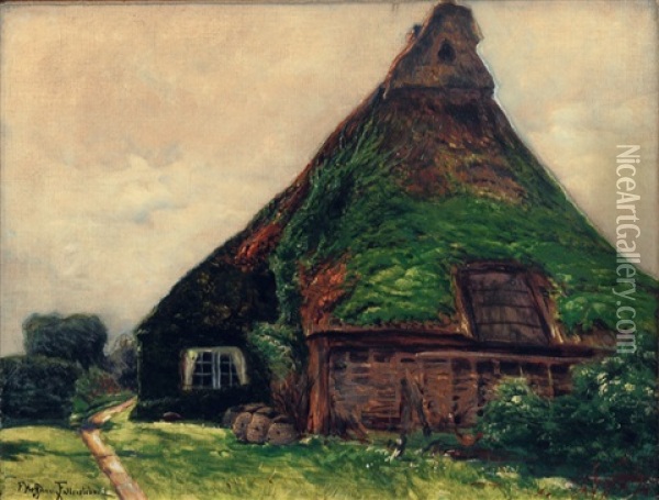Frisian House Oil Painting - Franz Hoffmann-Fallersleben