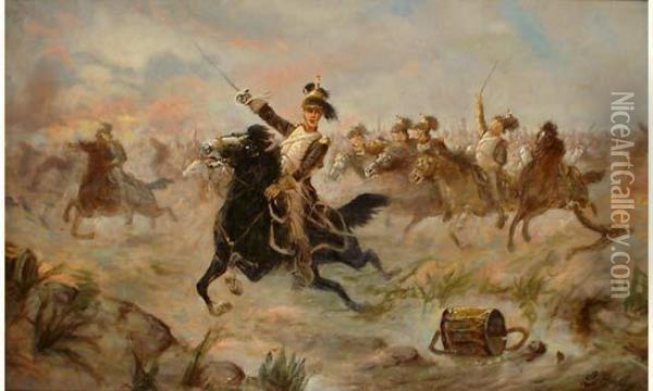 La Charge Oil Painting - Ludwig Horst