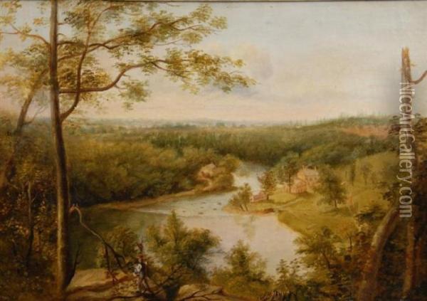 Brandywine River, View Of The Schuylkill Oil Painting - Thomas Doughty