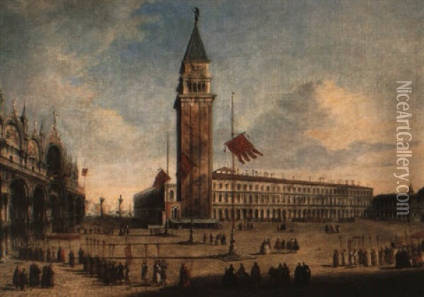 Venice, The Piazza San Marco With A Procession Oil Painting - Michele Marieschi