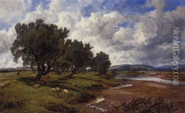 On The Tweed At Nesbitt Oil Painting - Arthur Perigal the Younger