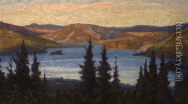 Kvallssol Oil Painting - Carl (August) Johansson