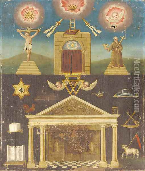 A Masonic composition Oil Painting - English School