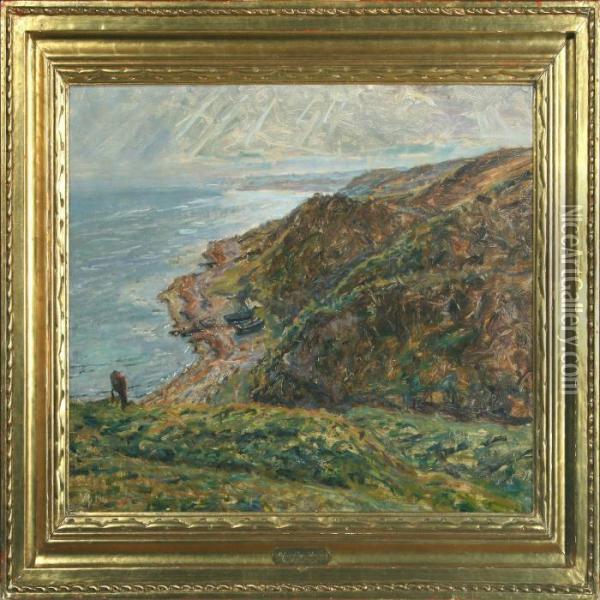 Cliffs At The Sea, Refsnaes, Denmark Oil Painting - Viggo Johansen