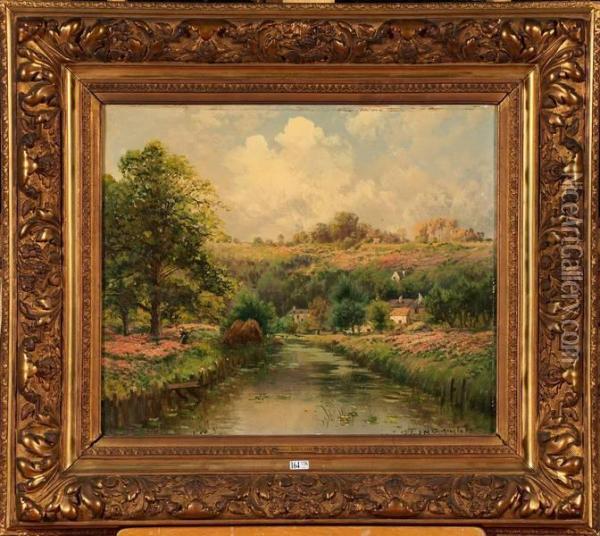 Paysage Aux Bruyeres Anime Oil Painting - Gaston Anglade