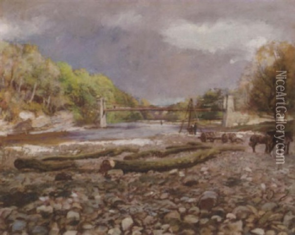 River Landscape Oil Painting - Sir David Murray
