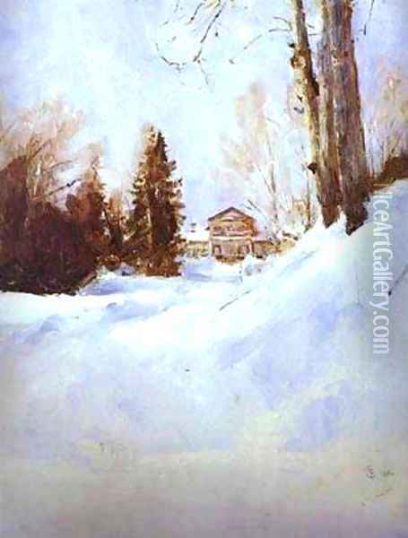 Winter In Abramtsevo The Mansion Study 1886 Oil Painting - Valentin Aleksandrovich Serov