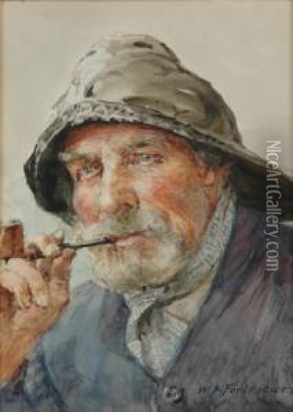 A Cornish Fisherman. Oil Painting - William Banks Fortescue