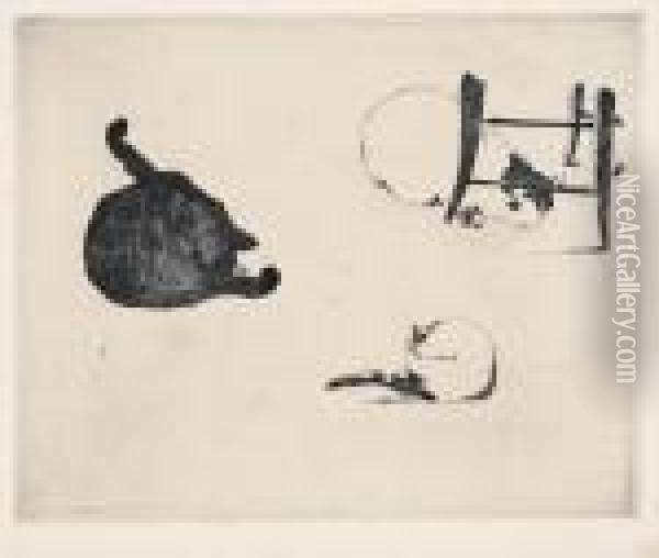 Les Chats Oil Painting - Edouard Manet