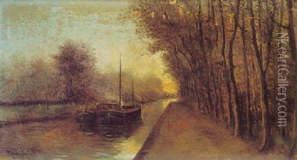 Canal Oil Painting - Manuel Ramos Artal