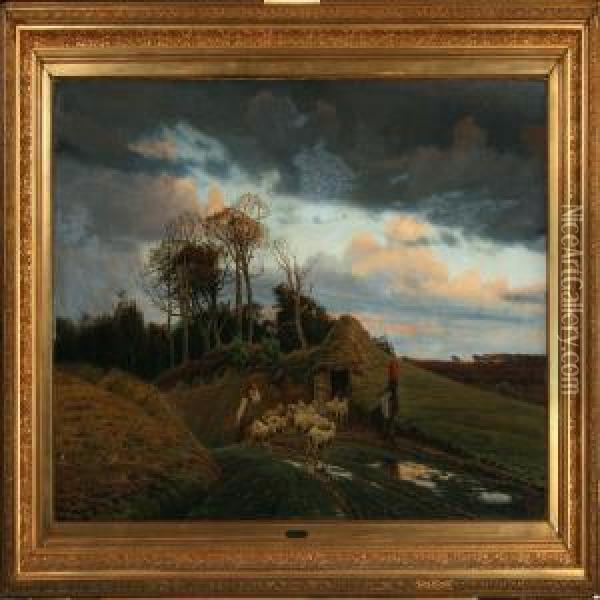 Autumn Evening At Stagsted Forest Oil Painting - Thorvald Simeon Niss