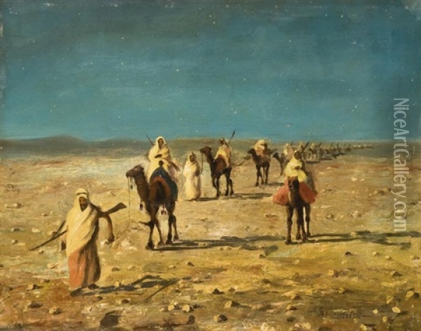 Karavan Oil Painting - Leopold Alphons Mielich