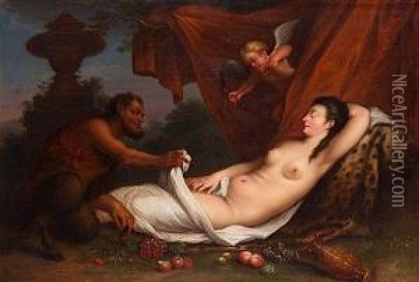 Nymphe Et Satyre Oil Painting - Johann Heinrich Ii Tischbein