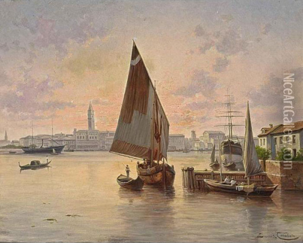 'un Soleil Couchant A Venise' Oil Painting - Jacques Carabain