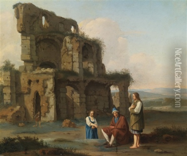 Peasants Before Roman Ruins Oil Painting - Warnard van Rysen
