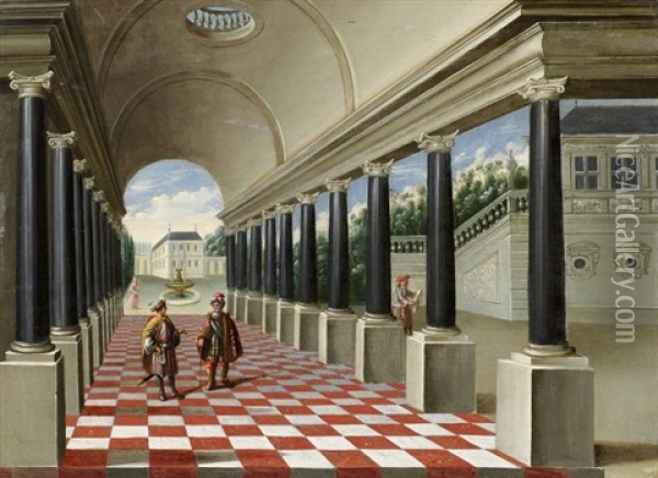 Ideale Palastarchitektur Oil Painting - Hans Vredeman (Jan) de Vries