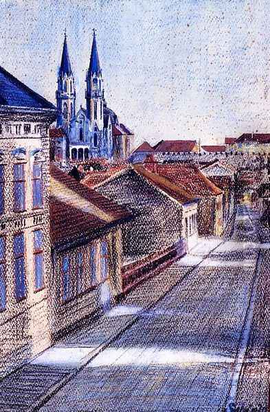 View From The Drawing Classroom Klosterneuburg Oil Painting - Egon Schiele