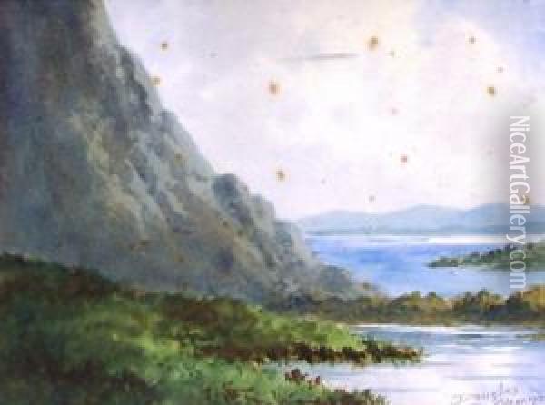 Mountain Lake Landscape Oil Painting - Douglas Alexander