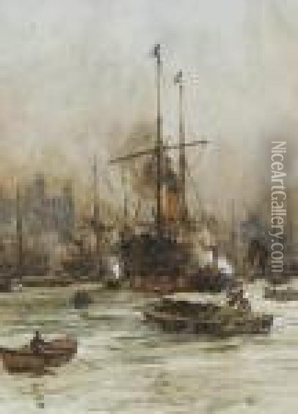 The Tower Of London From The River Oil Painting - Charles Edward Dixon