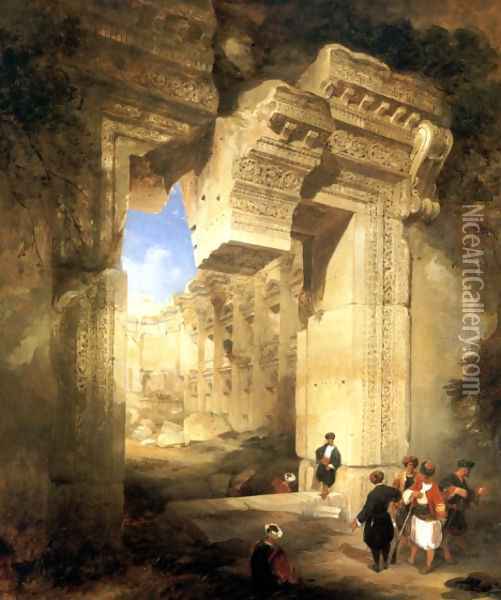 The Gateway of the Great Temple at Baalbec Oil Painting - David Roberts