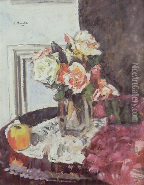 Roses Dans Un Vase Oil Painting - George Leslie Hunter