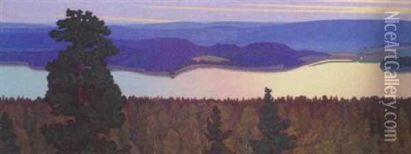 Sommarmorgon, Arvika Oil Painting - Hilding Werner